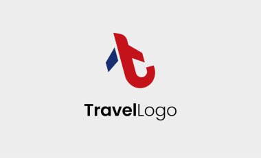 Seyahat Logosu Uçak simgesi ve Harf T, Seyahat acentesi illüstrasyonu modern ve minimalist konsept.
