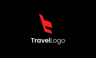 Seyahat Logosu Uçak simgesi ve Harf T, Seyahat acentesi illüstrasyonu modern ve minimalist konsept.