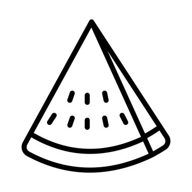 Siyah çizgi ikonu karpuz meyvesi dilimi. Ana hatlarıyla siyah ikon sağlıklı meyve ve sebze.