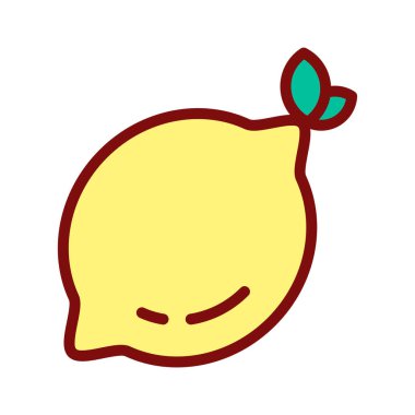 Renkli çizgi ikon limon dilimi meyvesini doldurur. Düz çizgi simgesi sağlıklı meyve ve sebze.