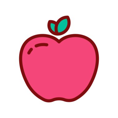 Renkli çizgi ikon elma meyvesini doldurur. Düz çizgi simgesi sağlıklı meyve ve sebze.