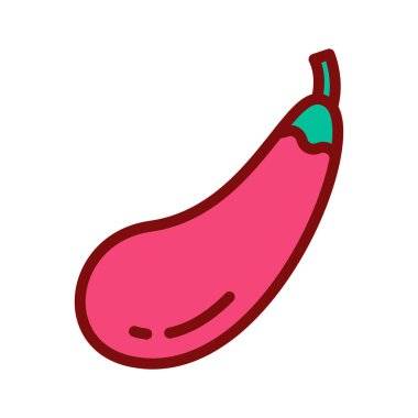 Renkli çizgiler patlıcan ikonunu dolduruyor. Düz çizgi simgesi sağlıklı meyve ve sebze.