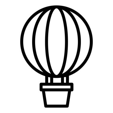 Siyah çizgi simgesi sıcak hava balonu. Minimalist özet simgesi izole edilmiş arkaplan.