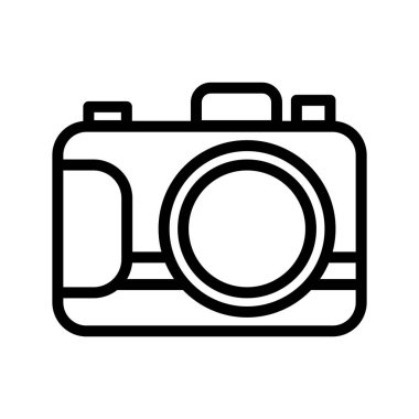 Siyah çizgi ikon kamerası. Minimalist özet simgesi izole edilmiş arkaplan.