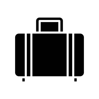 Siyah katı ikon çanta valizi. Minimalist kabartma simgesi izole arkaplan.