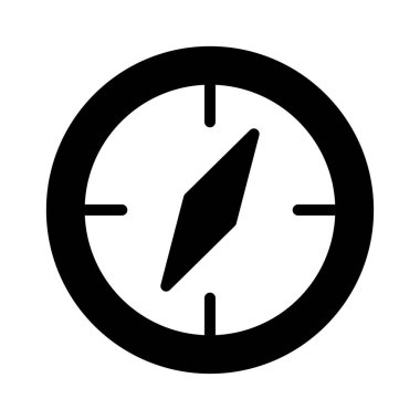 Siyah ikon pusula. Minimalist yarı katı simge izole arkaplan.