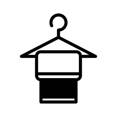 Siyah ikon havlu. Minimalist yarı katı simge izole arkaplan.