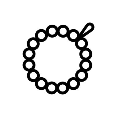 Siyah çizgi ikonu dua boncukları. Minimalist İslami ramazan ana hatları simgesi izole edilmiş arkaplan.