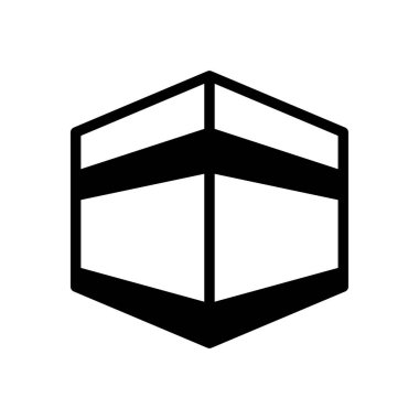 Siyah ikon kabah. Minimalist İslami ramazan siluet simgesi izole arkaplan.