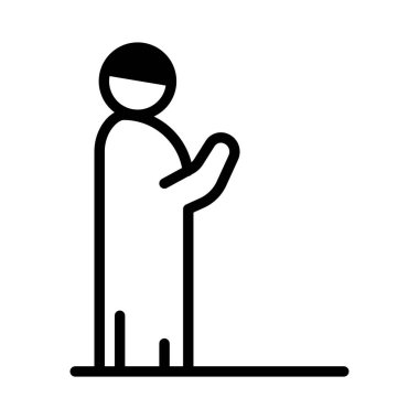 Siyah ikon müslüman duası. Minimalist İslami ramazan siluet simgesi izole arkaplan.