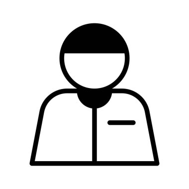 Siyahi erkek Müslüman. Minimalist İslami ramazan siluet simgesi izole arkaplan.