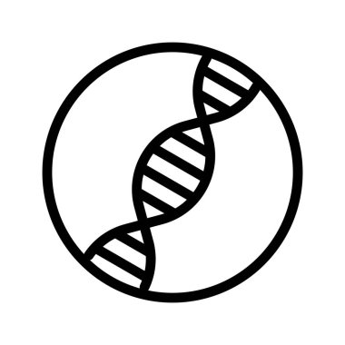 Siyah çizgi ikonu DNA 'sı. Minimalist ana hatlı ikon tıbbi sağlık geçmişi izole edilmiş.
