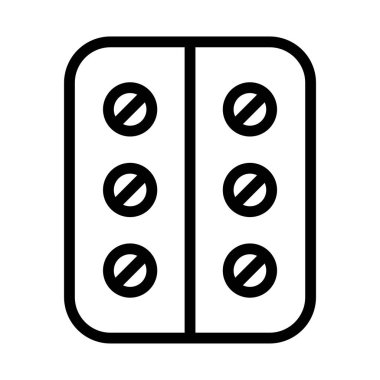 Siyah çizgi ikonu doğum kontrol hapı. Minimalist ana hatlı ikon tıbbi sağlık geçmişi izole edilmiş.