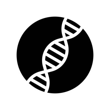 Siyah katı ikon DNA 'sı. Minimalist siluet simgesi tıbbi sağlık geçmişi izole edildi.