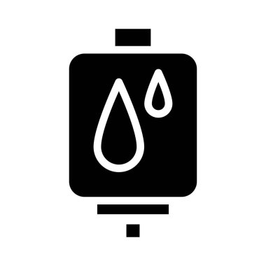 Siyah katı ikon kan torbası nakli. Minimalist siluet simgesi tıbbi sağlık geçmişi izole edildi.