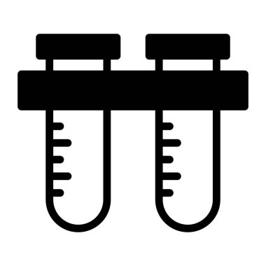 Siyah ikon tıbbi tüpler testi. Minimalist katı çizgi ikonu tıbbi sağlık geçmişi izole edilmiş.