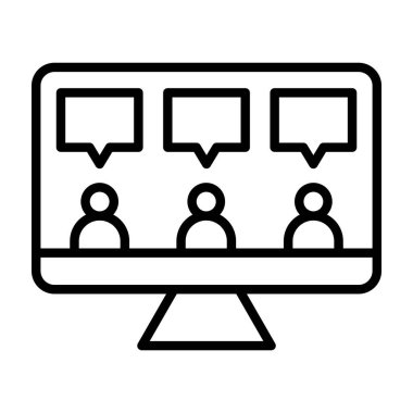 Siyah çizgi ikonu insanların tartışması. Minimalist konsept ana hat sembolü.