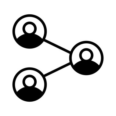 Siyahi ikon insanlar ağı. Minimalist ağ pazarlama kavramı katı çizgi sembolü.