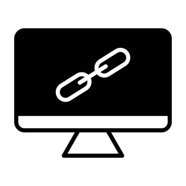 Siyah ikon zincir halkası. Minimalist ağ pazarlama kavramı katı çizgi sembolü.