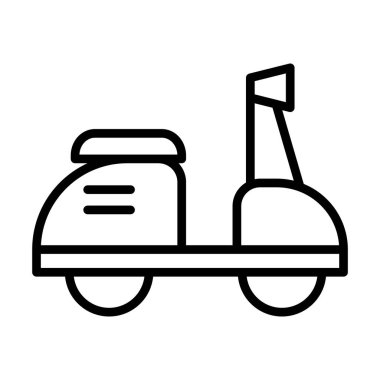 Siyah çizgi simgesi scooter. Minimalist ulaşım ve araçlar sembol tasarımı.