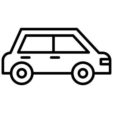 Siyah çizgili ikon araba. Minimalist ulaşım ve araçlar sembol tasarımı.