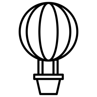 Siyah çizgi simgesi sıcak hava balonu. Minimalist ulaşım ve araçlar sembol tasarımı.