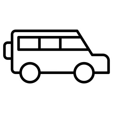 Siyah çizgili ikon jip arabası. Minimalist ulaşım ve araçlar sembol tasarımı.