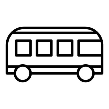Siyah çizgi simgesi mini otobüs. Minimalist ulaşım ve araçlar sembol tasarımı.