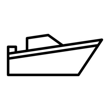 Siyah çizgi simgesi sürat teknesi. Minimalist ulaşım ve araçlar sembol tasarımı.