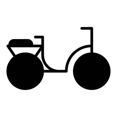 Siyah katı ikon döngüsü. Minimalist ulaşım ve araçların siluet sembolü tasarımı.