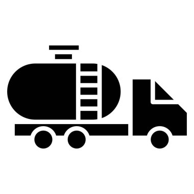 Siyah katı ikon yakıt tankı. Minimalist ulaşım ve araçların siluet sembolü tasarımı.