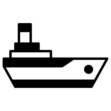 Siyah ikon yolcu gemisi. Minimalist ulaşım ve araçlar yarı katı sembol tasarımı.