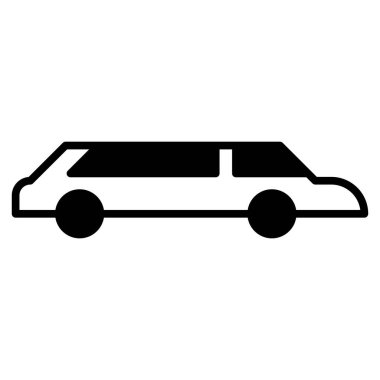 Siyah ikon limuzin. Minimalist ulaşım ve araçlar yarı katı sembol tasarımı.