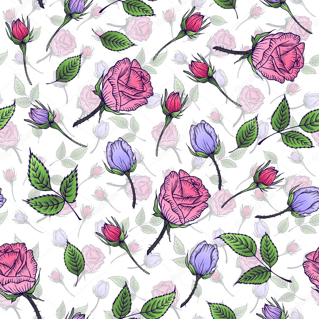Seamless floral pattern with rose