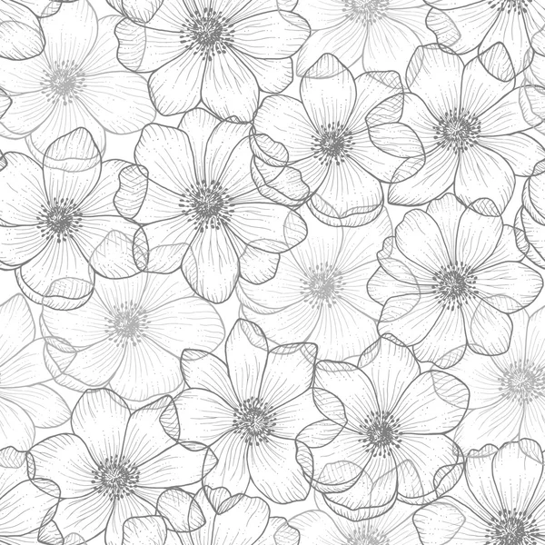 Vintage pattern of monochrome wind flower — Stock Vector