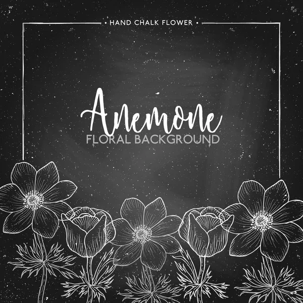 Anemone floral bakgrund på svarta tavlan — Stock vektor