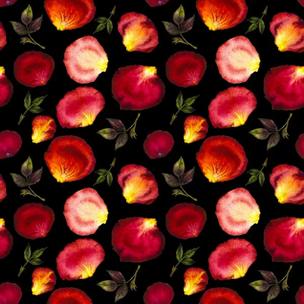 Akvarell seamless mönster av rosa och röda kronblad — Stock vektor
