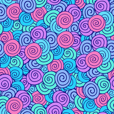 Renkli spiral ile Doodle dikişsiz desen