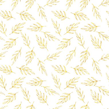 Dikişsiz desen altın glitter yaprakları