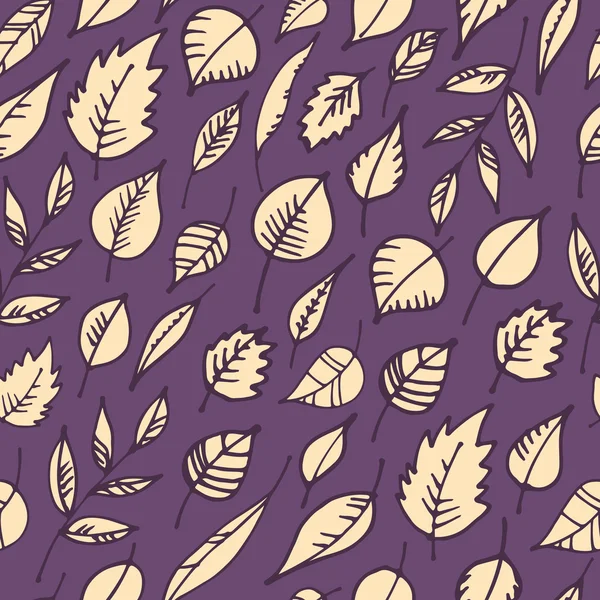 Бесшовный узор с нарисованными вручную листьями. Фон листа . — стоковый вектор