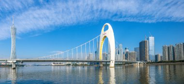 Gün Guangzhou Liede köprü manzara