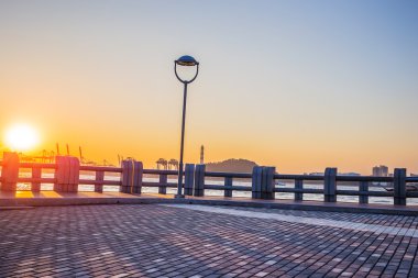 Gulangyu adacık pier gün batımı manzarası