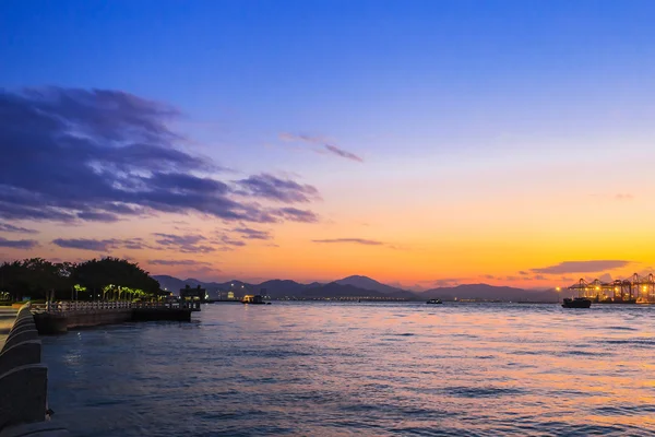 Xiamen Gulangyu adacık Okyanusu günbatımı manzara