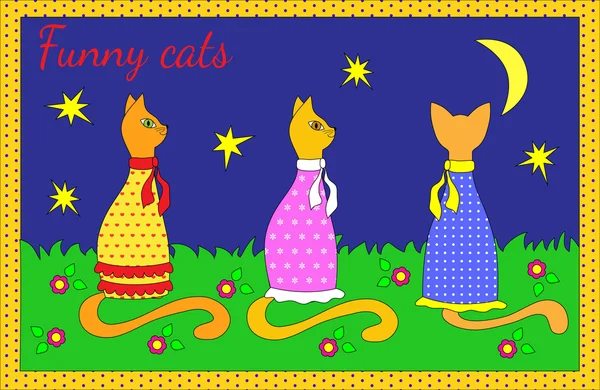Komik Kediler Illustration. İmitasyon patchwork. 