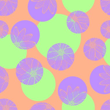 Geometrik şekiller ve çiçek seamless modeli.