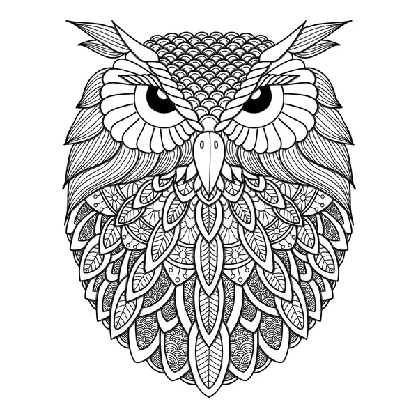 Ouvrage hibou sur fond blanc . — Image vectorielle