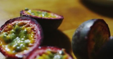 passion fruit very macro close up in etreme slow motion
