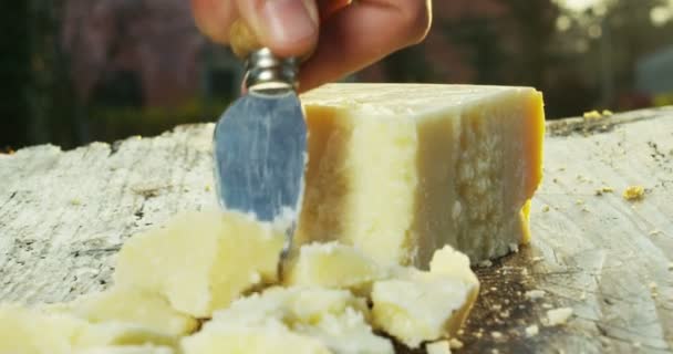 Super rallentatore Mano di un giovane agricoltore e agitazione controlla il limoncello con una composizione tradizionale, e sullo sfondo la campagna italiana in 4k — Video Stock