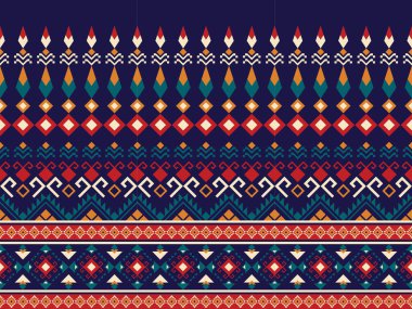 Geometrik etnik model. Aztek Boho geometrik deseni. Navajo, giysi, tekstil, ambalaj, arka plan, duvar kağıdı, halı, nakış için yerli Amerikan kabile kumaşı tasarımı.