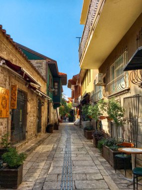 ANTALYA, TURKEY - 20 EKİM 2020: Kaleici (Eski Şehir) Caddesi